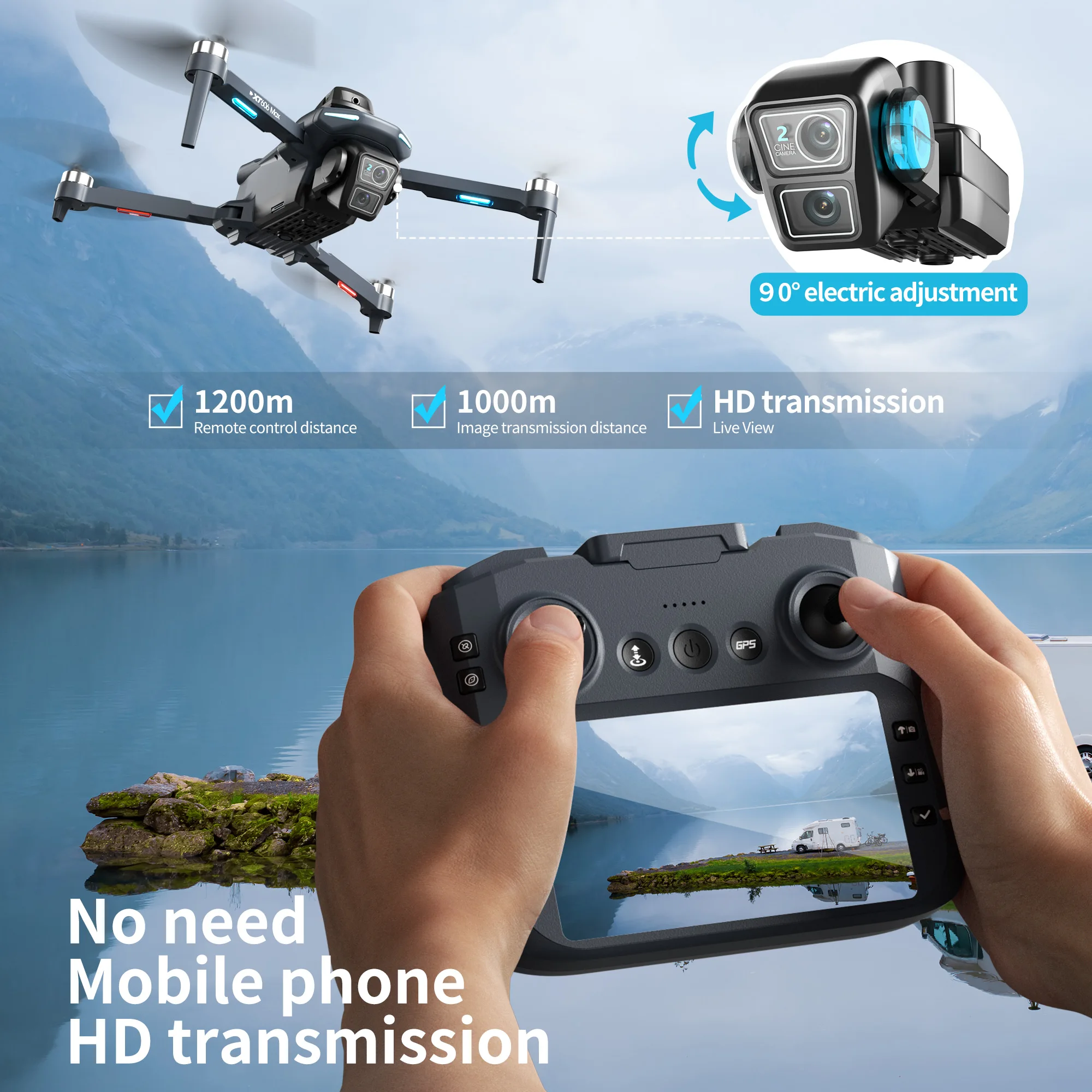 Original XT606 MAX GPS Drone 4 - Drone Surveying ulasan dan harga